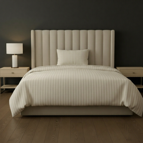 Galaxy | 100% Cotton 250 TC Damask Stripe | Eco-friendly & Wrinkle-free | 2 Piece (1 Bedsheet + 1 Pillow Covers) | Sateen Weave | Single Bed Sheet Set