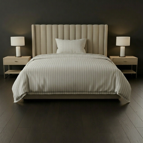 Galaxy | 100% Cotton 250 TC Damask Stripe | Eco-friendly & Wrinkle-free | 2 Piece (1 Bedsheet + 1 Pillow Covers) | Sateen Weave | Single Bed Sheet Set