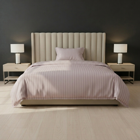 Galaxy | 100% Cotton 250 TC Damask Stripe | Eco-friendly & Wrinkle-free | 2 Piece (1 Bedsheet + 1 Pillow Covers) | Sateen Weave | Single Bed Sheet Set