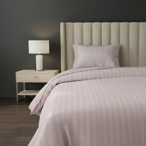 Galaxy | 100% Cotton 250 TC Damask Stripe | Eco-friendly & Wrinkle-free | 2 Piece (1 Bedsheet + 1 Pillow Covers) | Sateen Weave | Single Bed Sheet Set