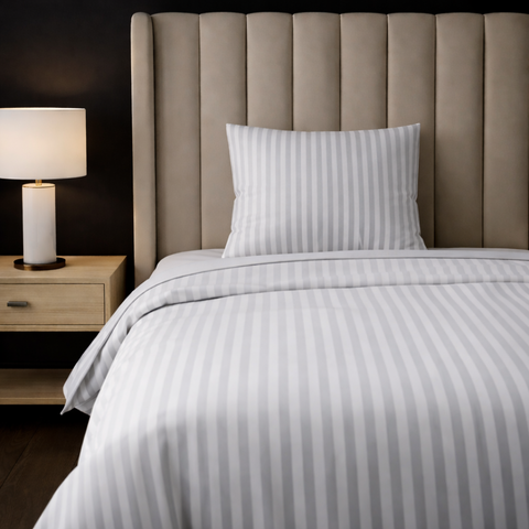 Galaxy | 100% Cotton 250 TC Damask Stripe | Eco-friendly & Wrinkle-free | 2 Piece (1 Bedsheet + 1 Pillow Covers) | Sateen Weave | Single Bed Sheet Set