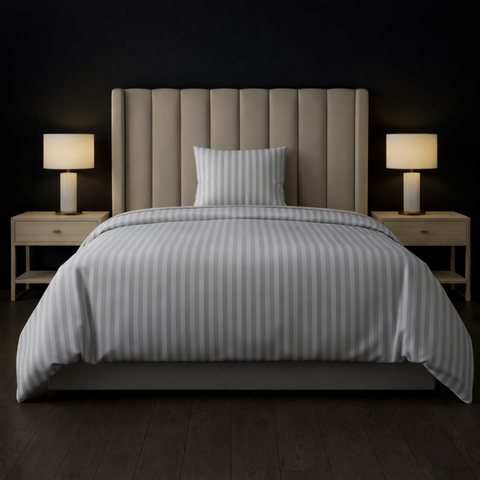 Galaxy | 100% Cotton 250 TC Damask Stripe | Eco-friendly & Wrinkle-free | 2 Piece (1 Bedsheet + 1 Pillow Covers) | Sateen Weave | Single Bed Sheet Set