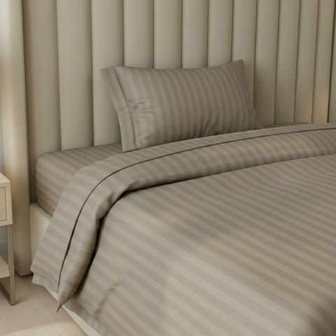 Galaxy | 100% Cotton 250 TC Damask Stripe | Eco-friendly & Wrinkle-free | 2 Piece (1 Bedsheet + 1 Pillow Covers) | Sateen Weave | Single Bed Sheet Set
