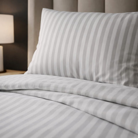 Galaxy | 100% Cotton 250 TC Damask Stripe | Eco-friendly & Wrinkle-free | 2 Piece (1 Bedsheet + 1 Pillow Covers) | Sateen Weave | Single Bed Sheet Set