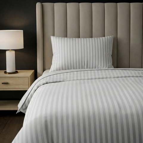 Galaxy | 100% Cotton 250 TC Damask Stripe | Eco-friendly & Wrinkle-free | 2 Piece (1 Bedsheet + 1 Pillow Covers) | Sateen Weave | Single Bed Sheet Set
