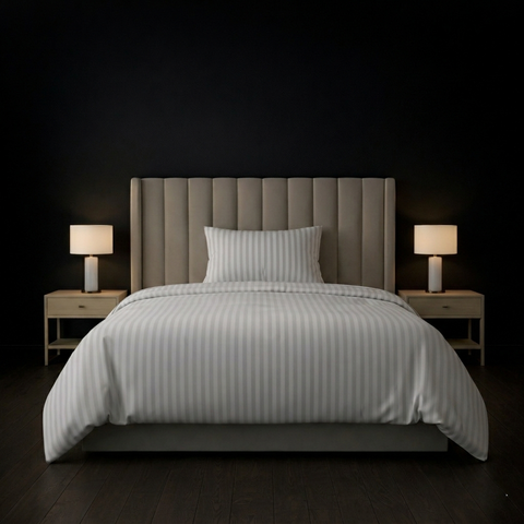 Galaxy | 100% Cotton 250 TC Damask Stripe | Eco-friendly & Wrinkle-free | 2 Piece (1 Bedsheet + 1 Pillow Covers) | Sateen Weave | Single Bed Sheet Set