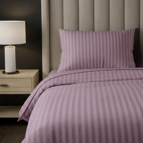 Galaxy | 100% Cotton 250 TC Damask Stripe | Eco-friendly & Wrinkle-free | 2 Piece (1 Bedsheet + 1 Pillow Covers) | Sateen Weave | Single Bed Sheet Set