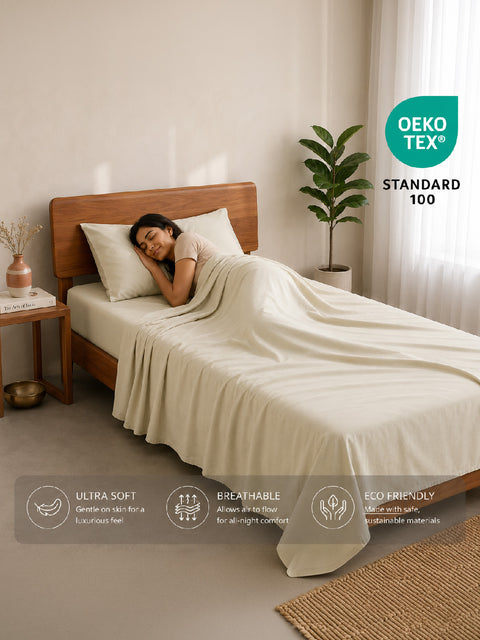 Organica | 100% organic Cotton Sheet Set | Soft & Breathable Fabric | 2 Piece (1 Bedsheet + 1 Pillow Cover) | Percale Weave | GOTS Certified - Single Bed Sheet Set