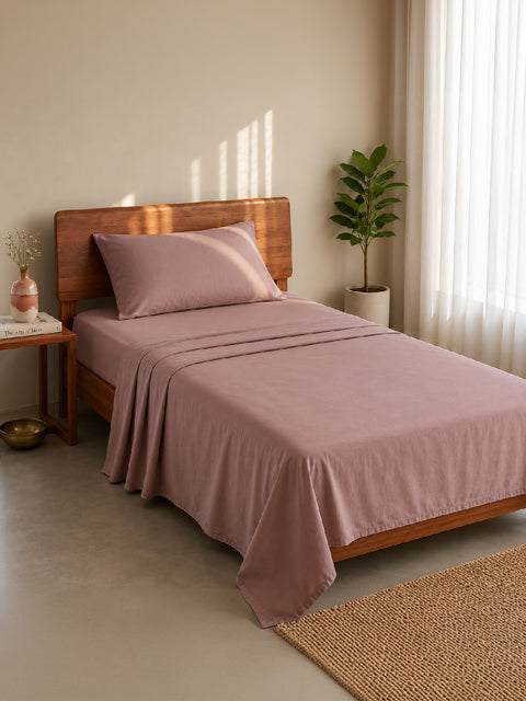 Organica | 100% organic Cotton Sheet Set | Soft & Breathable Fabric | 2 Piece (1 Bedsheet + 1 Pillow Cover) | Percale Weave | GOTS Certified - Single Bed Sheet Set