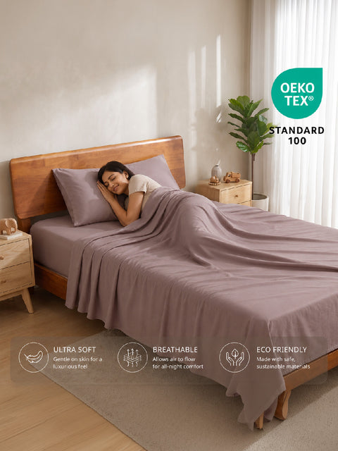 Organica | 100% organic Cotton Sheet Set | Soft & Breathable Fabric | 2 Piece (1 Bedsheet + 1 Pillow Cover) | Percale Weave | GOTS Certified - Single Bed Sheet Set