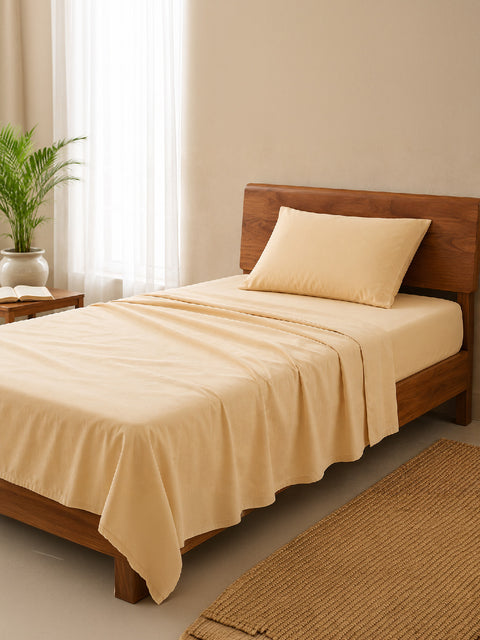 Organica | 100% organic Cotton Sheet Set | Soft & Breathable Fabric | 2 Piece (1 Bedsheet + 1 Pillow Cover) | Percale Weave | GOTS Certified - Single Bed Sheet Set