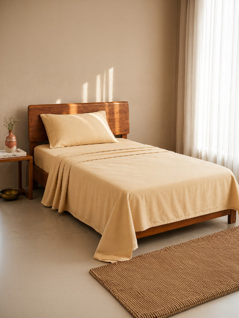 Organica | 100% organic Cotton Sheet Set | Soft & Breathable Fabric | 2 Piece (1 Bedsheet + 1 Pillow Cover) | Percale Weave | GOTS Certified - Single Bed Sheet Set