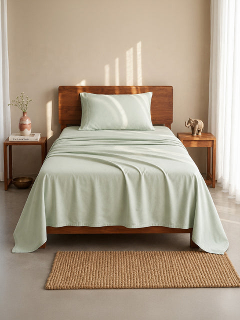 Organica | 100% organic Cotton Sheet Set | Soft & Breathable Fabric | 2 Piece (1 Bedsheet + 1 Pillow Cover) | Percale Weave | GOTS Certified - Single Bed Sheet Set