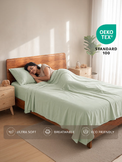 Organica | 100% organic Cotton Sheet Set | Soft & Breathable Fabric | 2 Piece (1 Bedsheet + 1 Pillow Cover) | Percale Weave | GOTS Certified - Single Bed Sheet Set