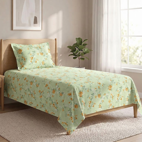 Symphony Vol 2 | 100% Cotton Sheet Set | Soft & Breathable Fabric | 2 Piece (1 Bedsheet + 1 Pillow Covers) | Single Bed Sheet Set