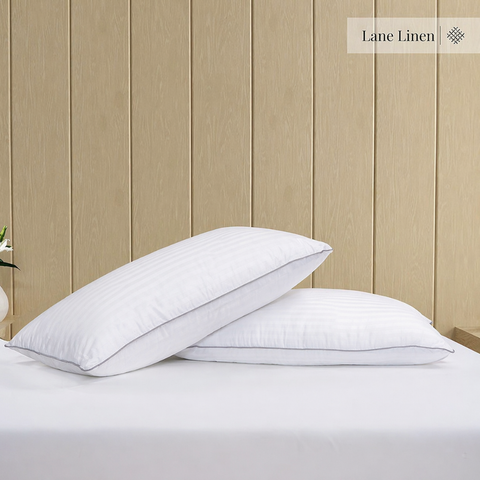 LANE LINEN Hollow Fiber Sleeping Pillows Set of 2 (16”x24”) - Soft and Fluffy | Bed Pillow for Back, Stomach or Side Sleepers - Hotel Quality | Comfortable & Durable - White
