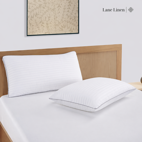 LANE LINEN Hollow Fiber Sleeping Pillows Set of 2 (16”x24”) - Soft and Fluffy | Bed Pillow for Back, Stomach or Side Sleepers - Hotel Quality | Comfortable & Durable - White