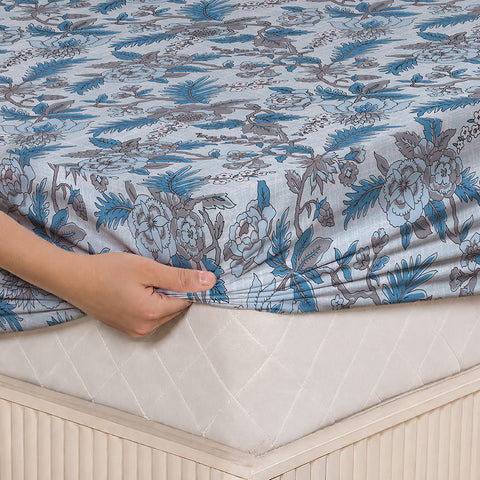 Symphony Vol 2 | 100% Cotton Sheet Set | Soft & Breathable Fabric | 3 Piece (1 Bedsheet + 2 Pillow Covers) | Super King Fitted Bed Sheet Set