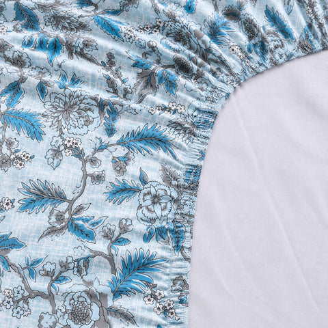 Symphony Vol 2 | 100% Cotton Sheet Set | Soft & Breathable Fabric | 3 Piece (1 Bedsheet + 2 Pillow Covers) | Super King Fitted Bed Sheet Set