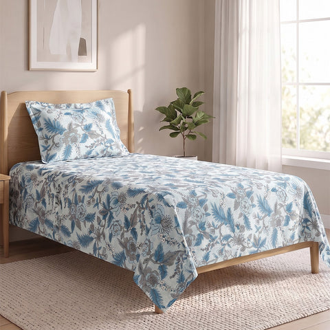 Symphony Vol 2 | 100% Cotton Sheet Set | Soft & Breathable Fabric | 2 Piece (1 Bedsheet + 1 Pillow Covers) | Single Bed Sheet Set