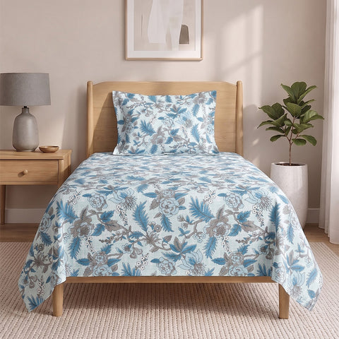 Symphony Vol 2 | 100% Cotton Sheet Set | Soft & Breathable Fabric | 2 Piece (1 Bedsheet + 1 Pillow Covers) | Single Bed Sheet Set