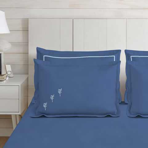 Riwayaat | 100% Cotton 300TC Embroidered Bedsheet | 5 Piece (1 Bedsheet + 4 Pillow Cover)| Bell-Botta | Super King