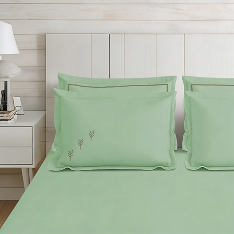 Riwayaat | 100% Cotton 300TC Embroidered Bedsheet | 5 Piece (1 Bedsheet + 4 Pillow Cover)| Bell-Botta | Super King