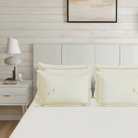 Riwayaat | 100% Cotton 300TC Embroidered Bedsheet | 5 Piece (1 Bedsheet + 4 Pillow Cover)| Bell-Botta | Super King