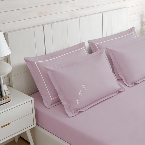 Riwayaat | 100% Cotton 300TC Embroidered Bedsheet | 5 Piece (1 Bedsheet + 4 Pillow Cover)| Bell-Botta | Super King