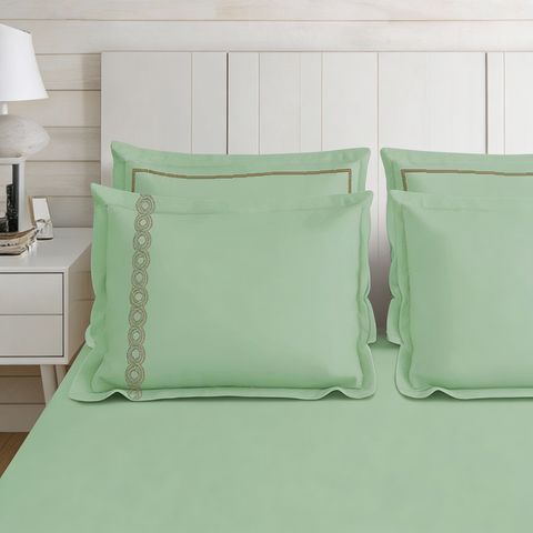 Riwayaat | 100% Cotton 300TC Embroidered Bedsheet | 5 Piece (1 Bedsheet + 4 Pillow Cover)| Infinity Wave | Super King