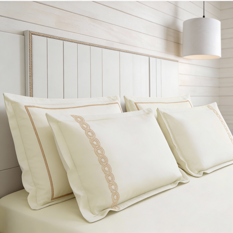 Riwayaat | 100% Cotton 300TC Embroidered Bedsheet | 5 Piece (1 Bedsheet + 4 Pillow Cover)| Infinity Wave | Super King