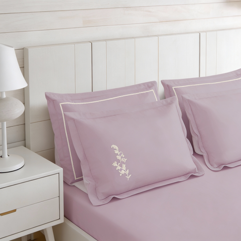 Riwayaat | 100% Cotton 300TC Embroidered Bedsheet | 3 Piece (1 Bedsheet + 2 Pillow Cover)| Moonlit Flora | Super King