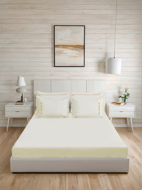 Riwayaat | 100% Cotton 300TC Embroidered Bedsheet | 3 Piece (1 Bedsheet + 2 Pillow Cover) | Regal Bloom | Super King