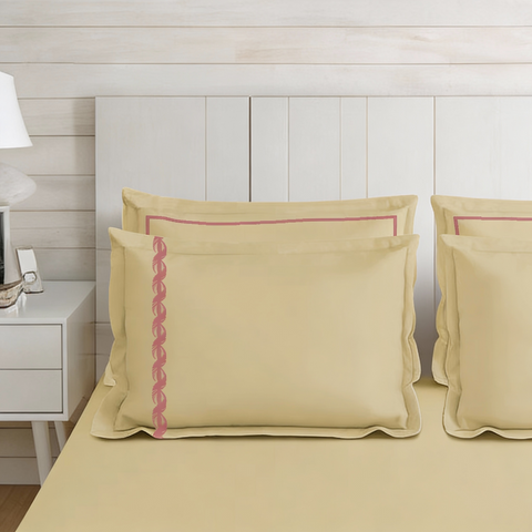 Riwayaat | 100% Cotton 300TC Embroidered Bedsheet | 3 Piece (1 Bedsheet + 2 Pillow Cover) | Twisted Elegance | Super King