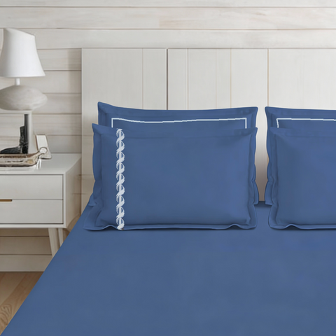 Riwayaat | 100% Cotton 300TC Embroidered Bedsheet | 3 Piece (1 Bedsheet + 2 Pillow Cover) | Twisted Elegance | Super King
