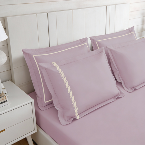 Riwayaat | 100% Cotton 300TC Embroidered Bedsheet | 3 Piece (1 Bedsheet + 2 Pillow Cover) | Twisted Elegance | Super King