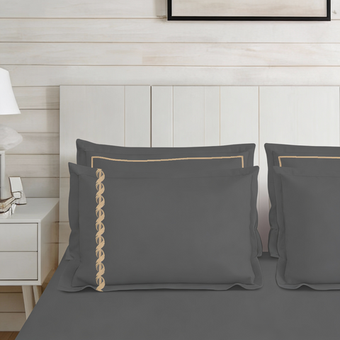 Riwayaat | 100% Cotton 300TC Embroidered Bedsheet | 3 Piece (1 Bedsheet + 2 Pillow Cover) | Twisted Elegance | Super King