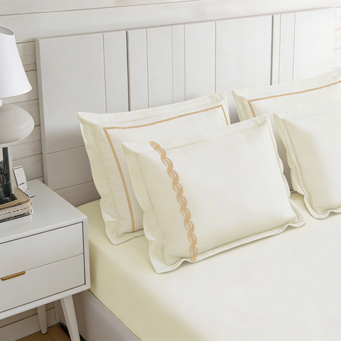 Riwayaat | 100% Cotton 300TC Embroidered Bedsheet | 3 Piece (1 Bedsheet + 2 Pillow Cover) | Twisted Elegance | Super King
