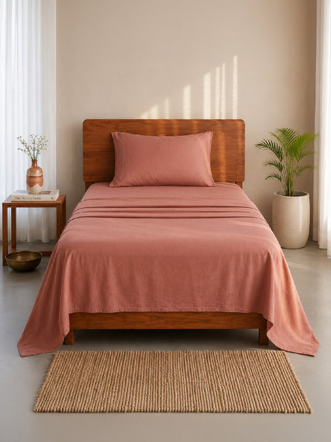 Organica | 100% organic Cotton Sheet Set | Soft & Breathable Fabric | 2 Piece (1 Bedsheet + 1 Pillow Cover) | Percale Weave | GOTS Certified - Single Bed Sheet Set