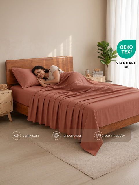 Organica | 100% organic Cotton Sheet Set | Soft & Breathable Fabric | 2 Piece (1 Bedsheet + 1 Pillow Cover) | Percale Weave | GOTS Certified - Single Bed Sheet Set