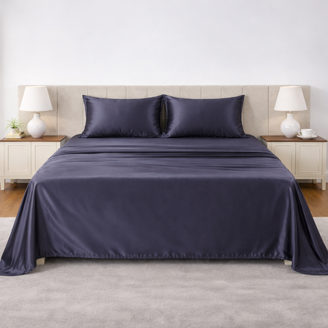 Satin Fantasy | 100% Cotton 250 TC | Eco-friendly & Wrinkle-free | 3 Piece (2 Bedsheet + 1 Pillow Covers) | Sateen Weave | Super King Bed Sheet Set