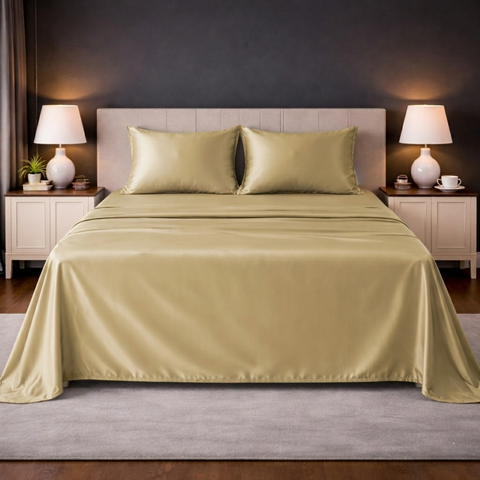 Satin Fantasy | 100% Cotton 250 TC | Eco-friendly & Wrinkle-free | 3 Piece (2 Bedsheet + 1 Pillow Covers) | Sateen Weave | Super King Bed Sheet Set