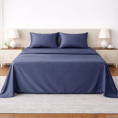 Satin Fantasy | 100% Cotton 250 TC | Eco-friendly & Wrinkle-free | 3 Piece (2 Bedsheet + 1 Pillow Covers) | Sateen Weave | Super King Bed Sheet Set