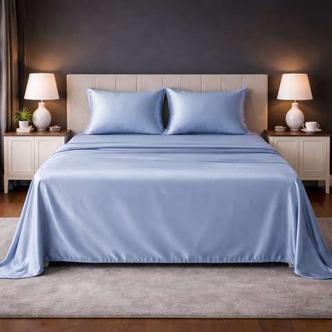 Satin Fantasy | 100% Cotton 250 TC | Eco-friendly & Wrinkle-free | 3 Piece (2 Bedsheet + 1 Pillow Covers) | Sateen Weave | Super King Bed Sheet Set