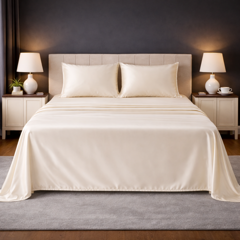 Satin Fantasy | 100% Cotton 250 TC | Eco-friendly & Wrinkle-free | 3 Piece (2 Bedsheet + 1 Pillow Covers) | Sateen Weave | Super King Bed Sheet Set