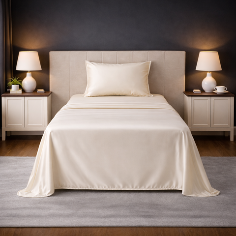 Satin Fantasy | 100% Cotton 250 TC | Eco-friendly & Wrinkle-free | 2 Piece (1 Bedsheet + 1 Pillow Covers) | Sateen Weave | Single Bed Sheet Set