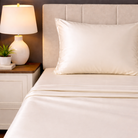 Satin Fantasy | 100% Cotton 250 TC | Eco-friendly & Wrinkle-free | 3 Piece (2 Bedsheet + 1 Pillow Covers) | Sateen Weave | Super King Bed Sheet Set