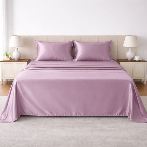 Satin Fantasy | 100% Cotton 250 TC | Eco-friendly & Wrinkle-free | 3 Piece (2 Bedsheet + 1 Pillow Covers) | Sateen Weave | Super King Bed Sheet Set