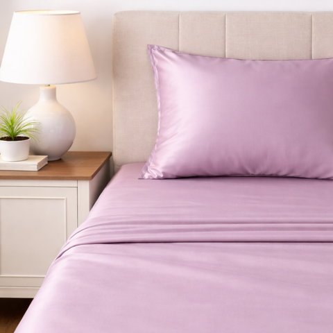 Satin Fantasy | 100% Cotton 250 TC | Eco-friendly & Wrinkle-free | 3 Piece (2 Bedsheet + 1 Pillow Covers) | Sateen Weave | Super King Bed Sheet Set