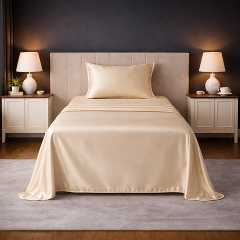 Satin Fantasy | 100% Cotton 250 TC | Eco-friendly & Wrinkle-free | 2 Piece (1 Bedsheet + 1 Pillow Covers) | Sateen Weave | Single Bed Sheet Set